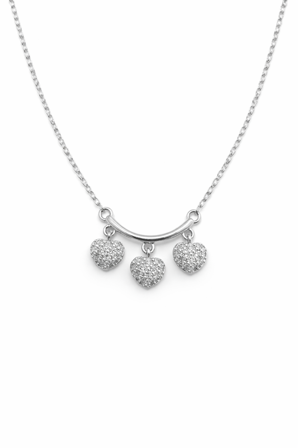 Anti Tarnish Silver Heart Necklace for Women – Valentine Gift Triple Heart Pendant (Waterproof)
