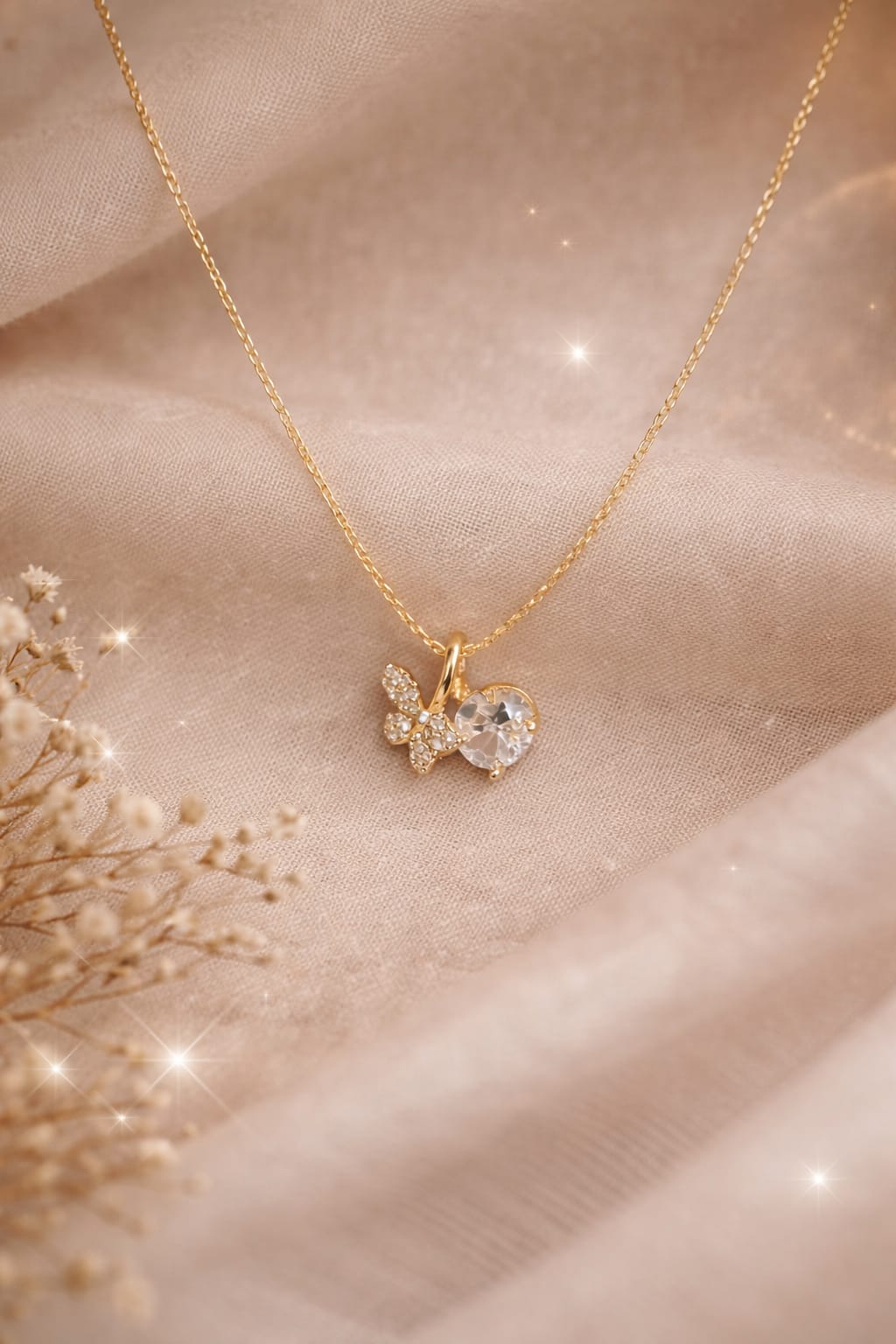 Butterfly & Heart Crystal Necklace