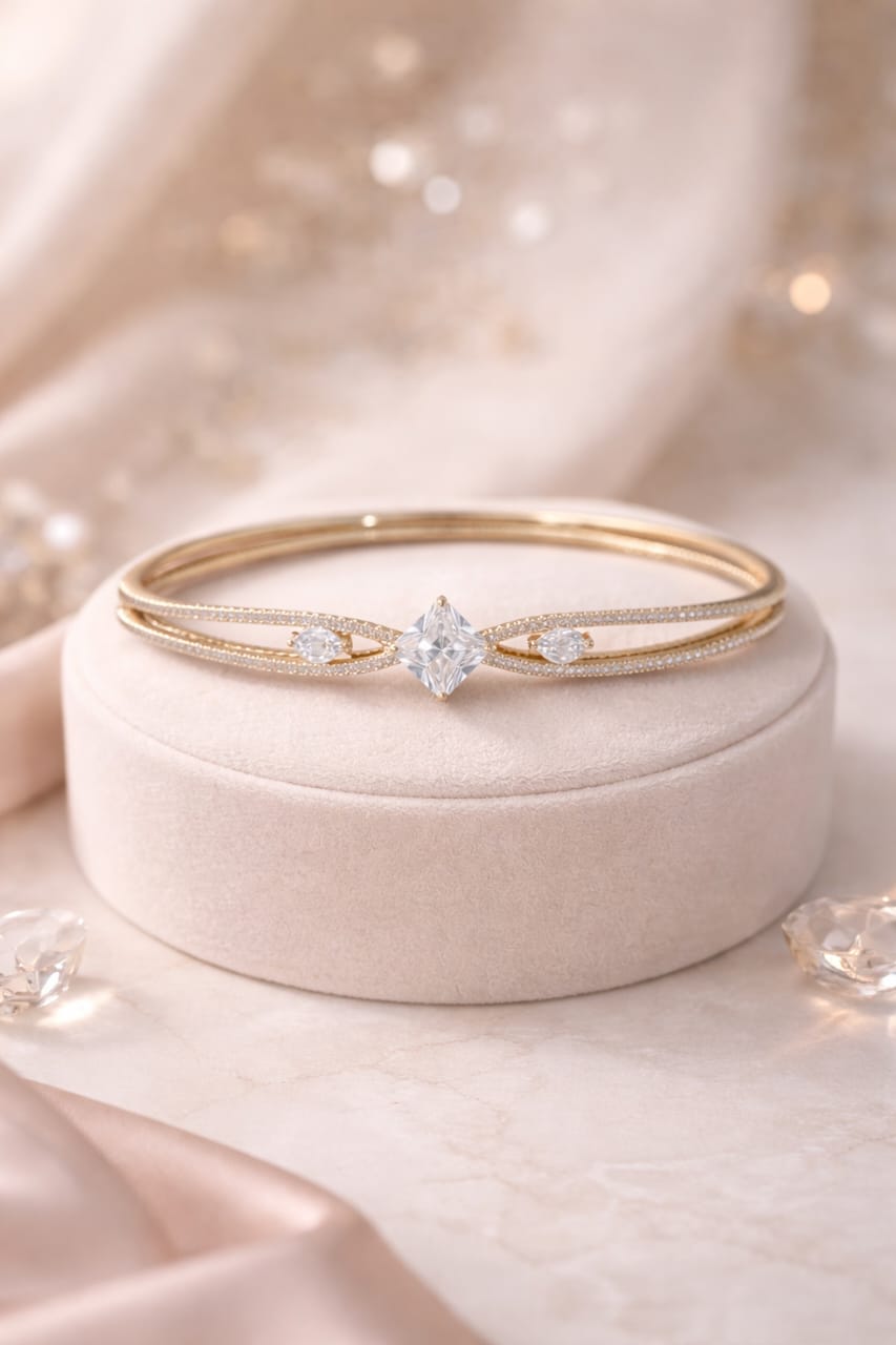 Princess Cut Crystal Bracelet Rose Gold | Sparkling Tennis Style Jewelry