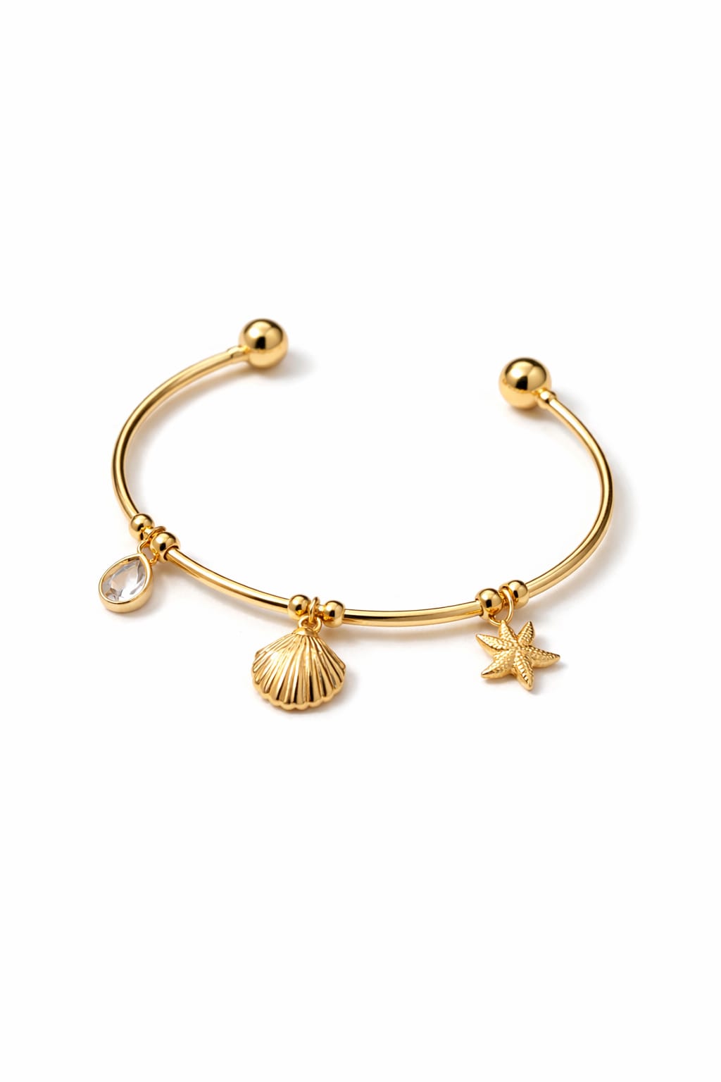 Ocean charm gold cuff bracelet